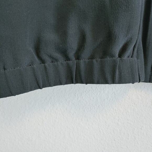 Eileen Fisher Black Silk Crepe de Chine Zip Front Jacket Sz M - Picture 2 of 11